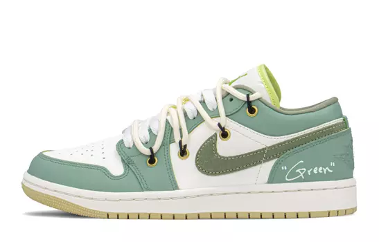 Кроссовки Air Jordan 1 Vintage Basketball Shoes Women's Low-Top Yellow/Cyan