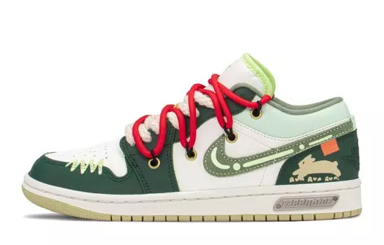 Кроссовки Air JORDAN 1 Vintage Basketball Shoes Women's Low-Top White Yellow/Cyan