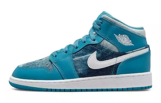 Кроссовки Jordan 1 Mid Washed Denim GS