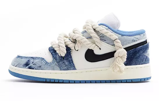 Кроссовки Air JORDAN 1 Vintage Basketball Shoes Women's Low-Top Blue Black
