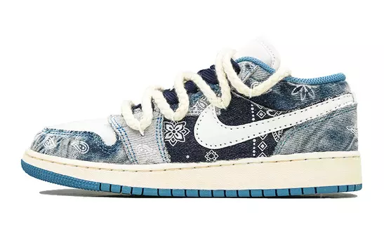 Кроссовки Air Jordan 1 Vintage Basketball Shoes Women's Low-Top Washed Blue