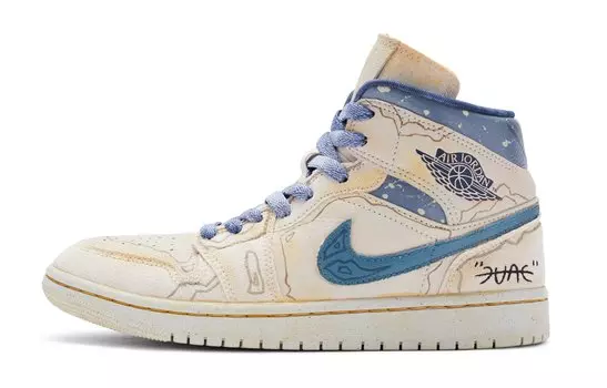 Кроссовки Air JORDAN 1 Vintage Basketball Shoes Women's High-Top Blue White