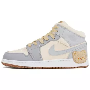 Кроссовки Air Jordan 1 Vintage Basketball Shoes Women's Mid-Top Gray/Beige