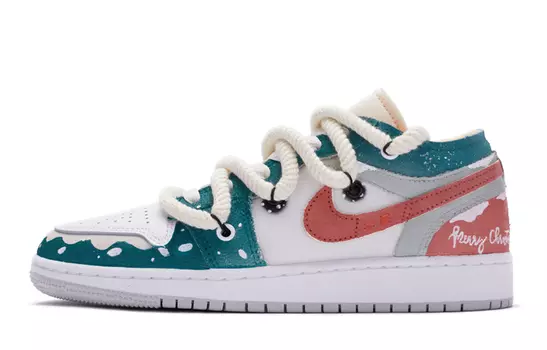 Кроссовки Air Jordan 1 Vintage Basketball Shoes Women's Low-Top White/Red/Green
