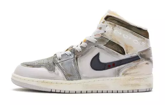 Кроссовки Air JORDAN 1 Vintage Basketball Shoes Women's High-Top White Brown/Gray