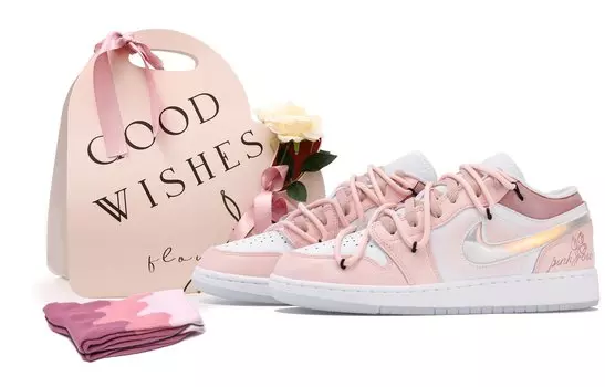 Jordan Air Jordan 1 винтажные баскетбольные кроссовки женские, White/Pink