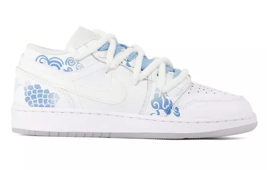Кроссовки Air JORDAN 1 Vintage Basketball Shoes Women's Low-Top White Blue