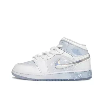 Кроссовки Air JORDAN 1 Vintage Basketball Shoes Women's Mid-Top White Blue