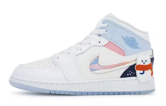 Jordan Air Jordan 1 винтажные баскетбольные кроссовки женские, White/Blue