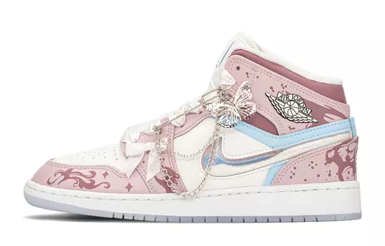 Jordan Air Jordan 1 винтажные баскетбольные кроссовки женские, Pink and Blue (дубль)