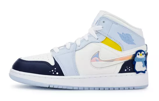 Jordan Air Jordan 1 винтажные баскетбольные кроссовки женские, White/Blue