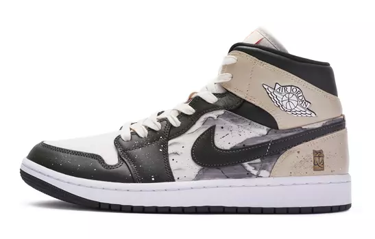 Кроссовки Air Jordan 1 Vintage Basketball Shoes Women's High-Top Khaki
