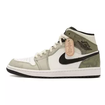 Кроссовки Air Jordan 1 Vintage Basketball Shoes Women's Mid-Top Beige