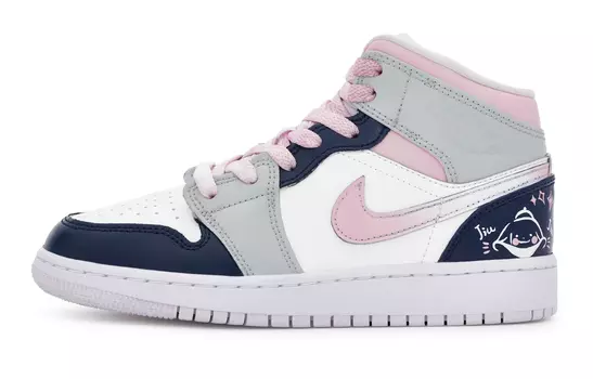 Jordan Air Jordan 1 винтажные баскетбольные кроссовки женские, Powder blue, white gray