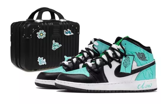 Jordan Air Jordan 1 винтажные баскетбольные кроссовки женские, Black/White/Green