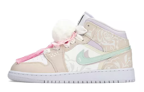 Jordan Air Jordan 1 винтажные баскетбольные кроссовки женские, Pink Moon/Nori/Magnet
