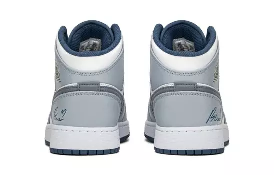 Кроссовки Air JORDAN 1 Vintage Basketball Shoes Women's Mid-Top White Gray/Blue