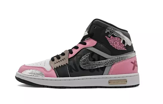 Jordan Air Jordan 1 винтажные баскетбольные кроссовки женские, Pink gray mandarin ducks