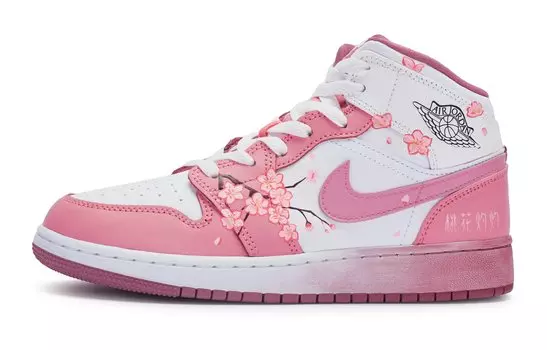 Кроссовки Air Jordan 1 Vintage Basketball Shoes Women's Mid-Top Pink