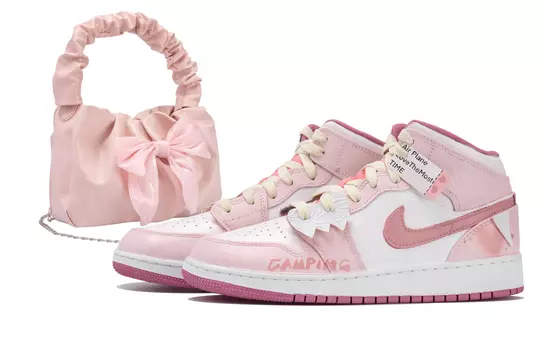 Jordan Air Jordan 1 винтажные баскетбольные кроссовки женские, White/Pink