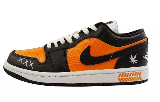 Jordan Air Jordan 1 винтажные баскетбольные кроссовки женские, Black/White/Orange