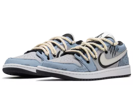 Кроссовки Air JORDAN 1 Vintage Basketball Shoes Women's Low-Top Blue Gray