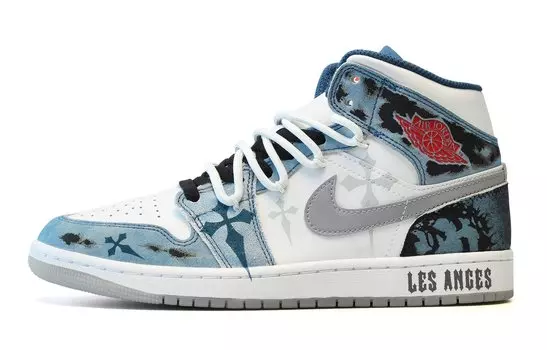 Кроссовки Air Jordan 1 Vintage Basketball Shoes Women's High-Top Gray White Blue