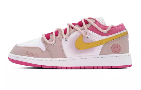 Jordan Air Jordan 1 винтажные баскетбольные кроссовки женские, White gold powder