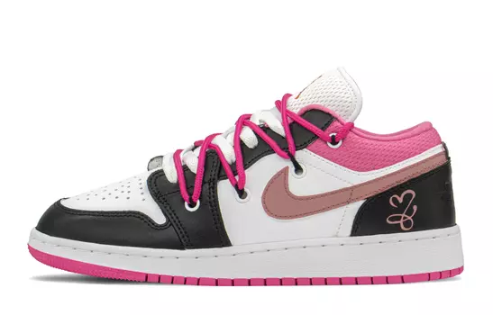 Кроссовки Air JORDAN 1 Vintage Basketball Shoes Women's Low-Top Black White Pink