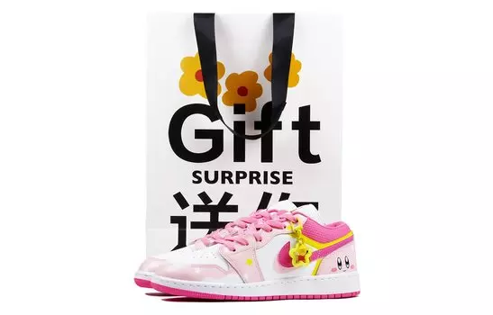 Jordan Air Jordan 1 винтажные баскетбольные кроссовки женские, White pink stars