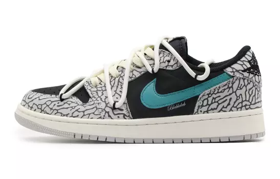 Кроссовки Air JORDAN 1 Vintage Basketball Shoes Women's Low-Top Gray Blue/Black