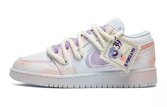 Кроссовки Air JORDAN 1 Vintage Basketball Shoes Women's Low-Top White Purple Pink