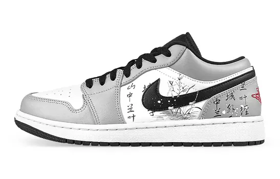 Кроссовки Air JORDAN 1 Vintage Basketball Shoes Men Low-Top White Black Gray