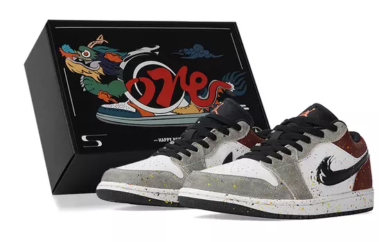 Jordan Air Jordan 1 винтажные баскетбольные кроссовки мужские, Gray-white-red