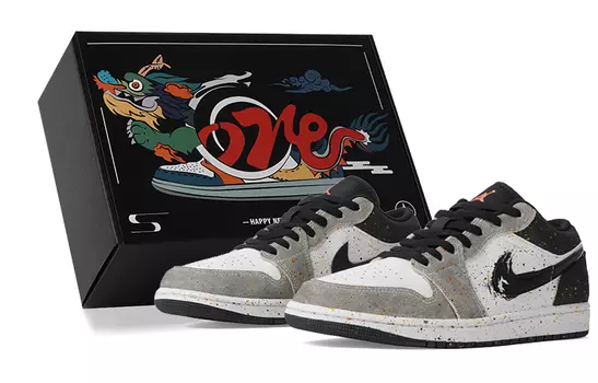 Jordan Air Jordan 1 винтажные баскетбольные кроссовки мужские, Black/White/Gray