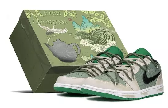 Кроссовки Air Jordan 1 Vintage Basketball Shoes Men Low-Top Beige/Green/Cyan/Copper
