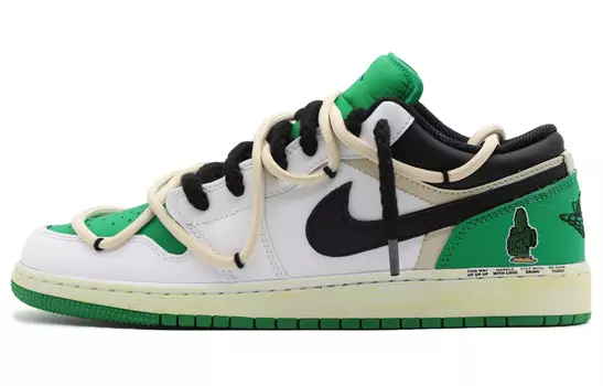 Кроссовки Air JORDAN 1 Vintage Basketball Shoes Men Low-Top White Black/Green