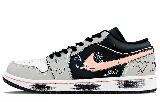Кроссовки Air JORDAN 1 Vintage Basketball Shoes Men Low-Top Black Pink