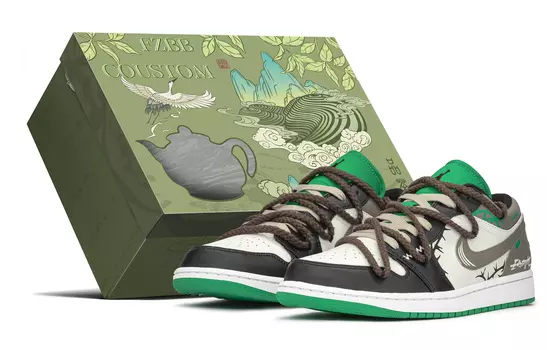 Кроссовки Air JORDAN 1 Vintage Basketball Shoes Men Low-Top Brown Green