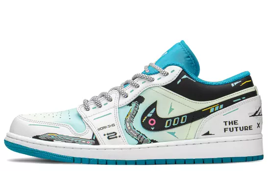 Кроссовки Air JORDAN 1 Vintage Basketball Shoes Men Low-Top Green Blue