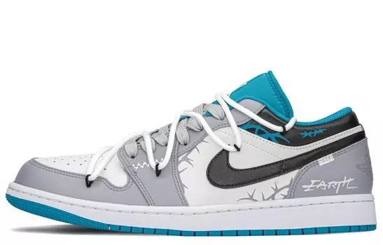 Кроссовки Air JORDAN 1 Vintage Basketball Shoes Men Low-Top Gray Blue/Silver