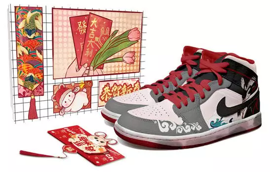 Кроссовки Air Jordan 1 Vintage, черный/серый/красный
