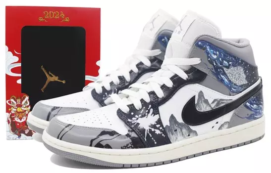 Кроссовки Air JORDAN 1 Vintage Basketball Shoes Men High-Top Blue White