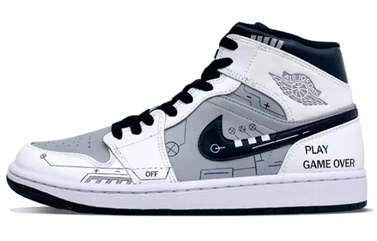 Кроссовки Air JORDAN 1 Vintage Basketball Shoes Men Mid-Top White/Black, Gray