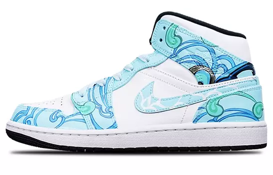Кроссовки Air JORDAN 1 Vintage Basketball Shoes Men Mid-Top White Blue
