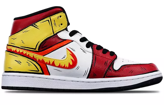 Кроссовки Air JORDAN 1 Vintage Basketball Shoes Men Mid-Top Yellow White/Red