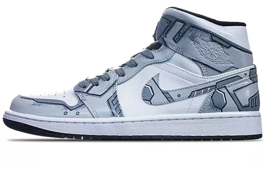 Кроссовки Air JORDAN 1 Vintage Basketball Shoes Men Mid-Top Gray White