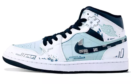 Кроссовки Air JORDAN 1 Vintage Basketball Shoes Men Mid-Top White/Green Black
