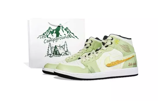 Кроссовки Air Jordan 1 Vintage Basketball Shoes Men Mid-Top Green/Yellow/Orange