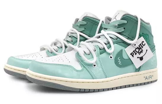 Кроссовки Air Jordan 1 Vintage Basketball Shoes Men Mid-Top White/Cyan